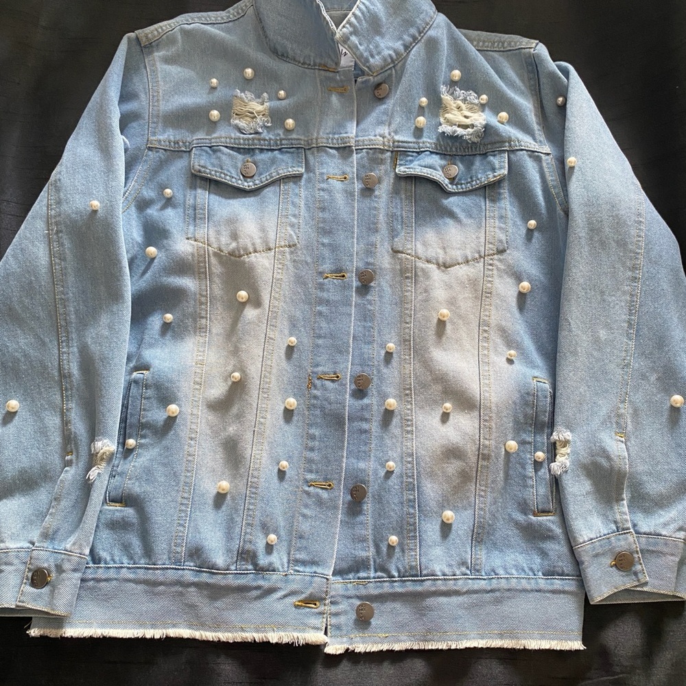 Pearl Embellished Denim Jacket